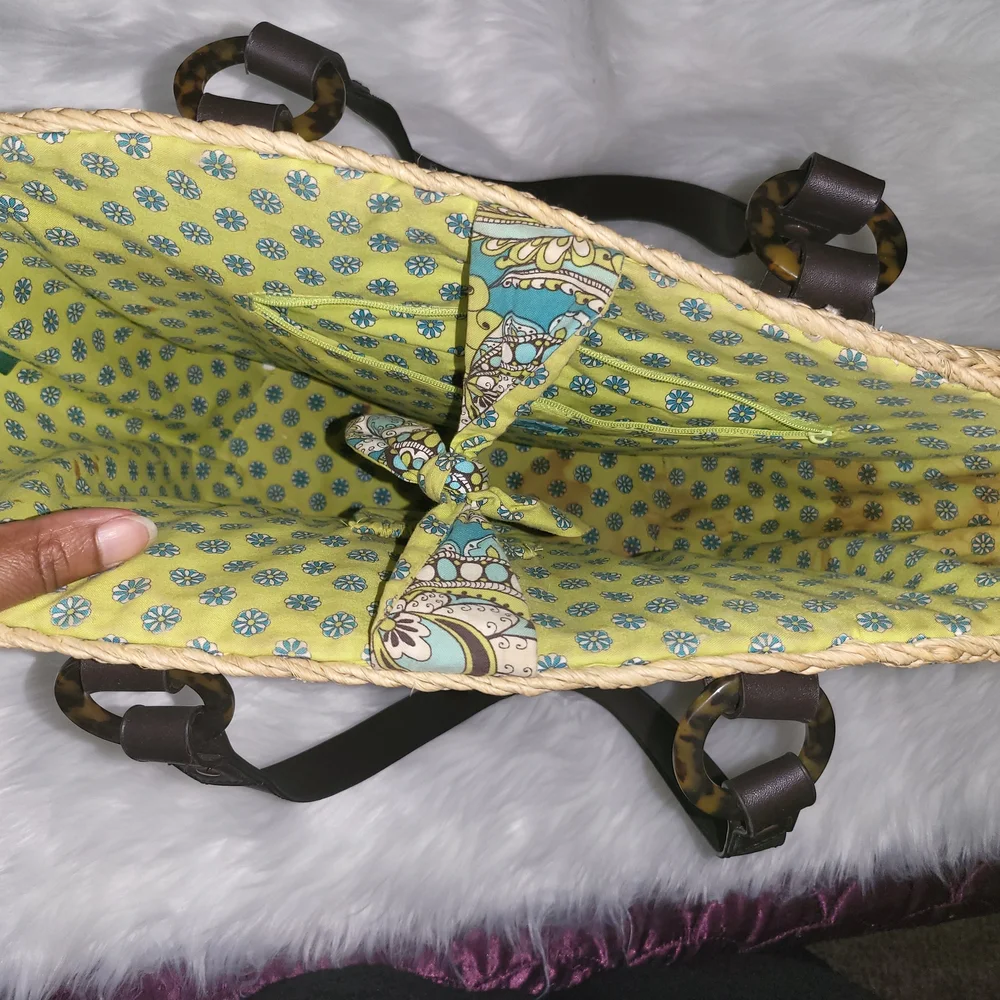 Vera Bradley Blue and Green Paisley Woven Tote